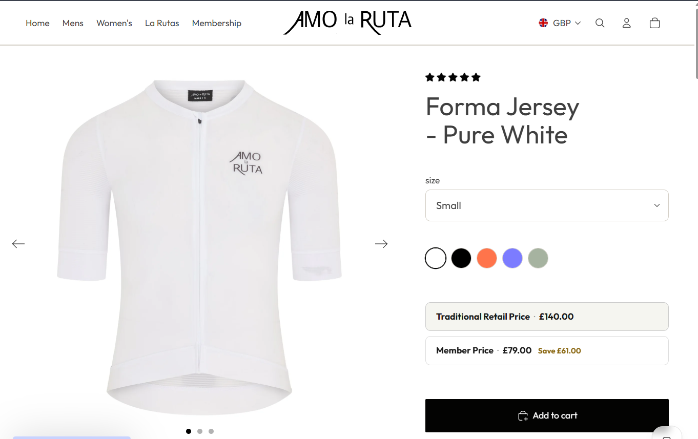 Product page: traditional retail price beside member price