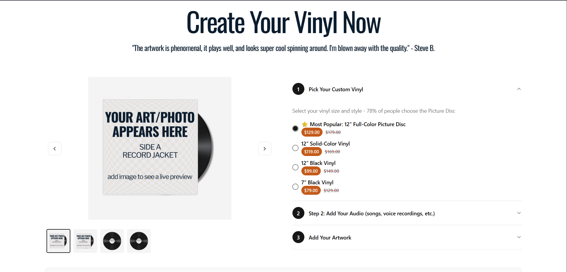 Builder: step 1, pick your custom vinyl