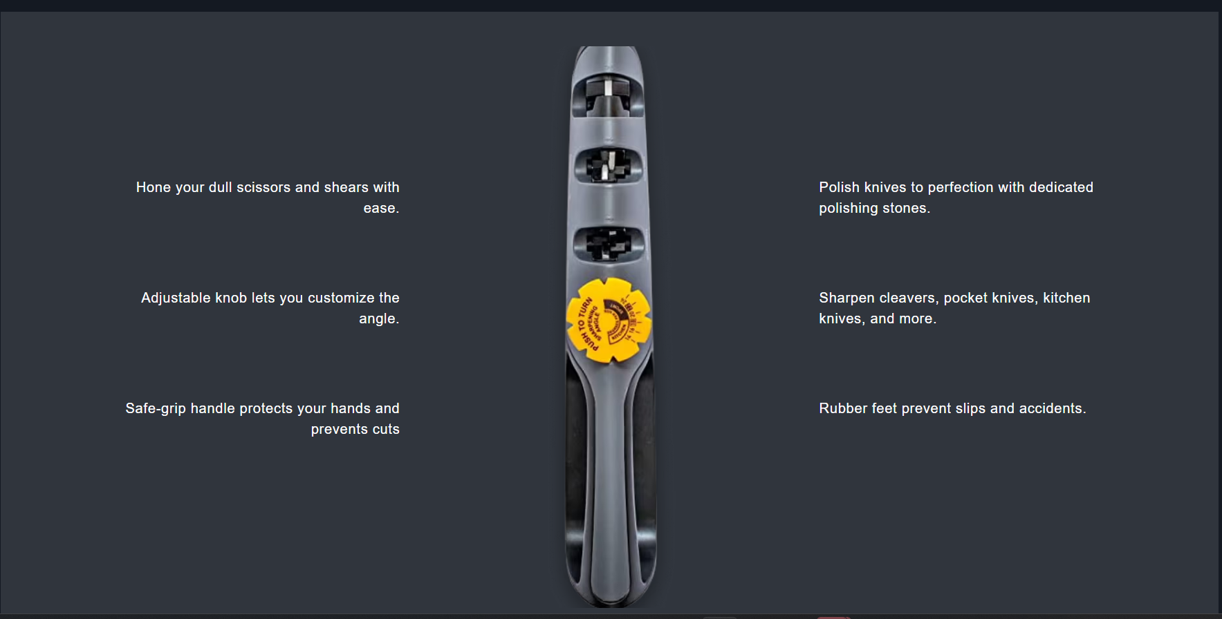 Homepage: product specifications table